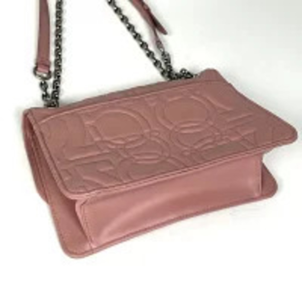Salvatore Ferragamo Pink Chain Crossbody Leather Gancini Double Shoulder Bag